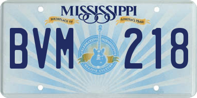 MS license plate BVM218