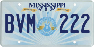 MS license plate BVM222