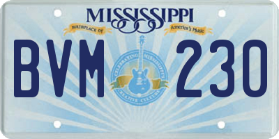MS license plate BVM230