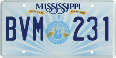 MS license plate BVM231