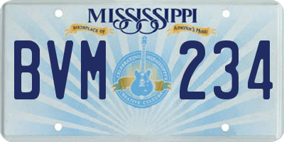 MS license plate BVM234