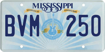 MS license plate BVM250