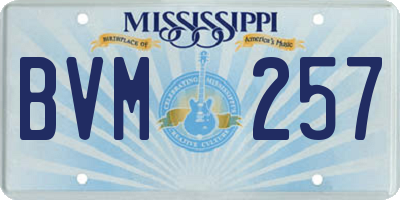 MS license plate BVM257