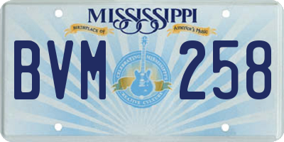 MS license plate BVM258