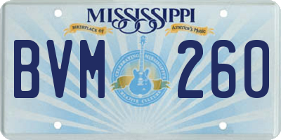 MS license plate BVM260