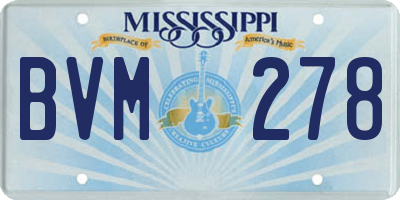 MS license plate BVM278
