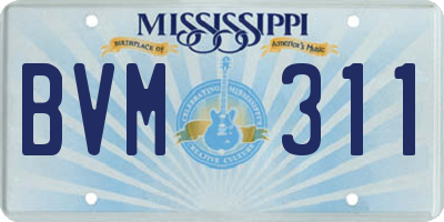 MS license plate BVM311