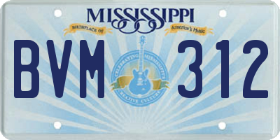 MS license plate BVM312