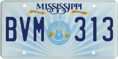 MS license plate BVM313