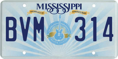 MS license plate BVM314