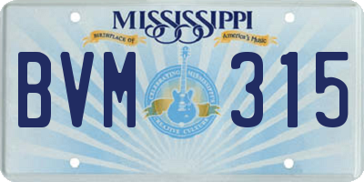 MS license plate BVM315