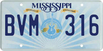 MS license plate BVM316