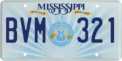 MS license plate BVM321
