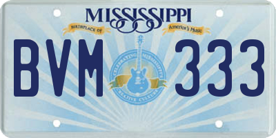 MS license plate BVM333