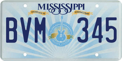 MS license plate BVM345