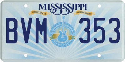 MS license plate BVM353