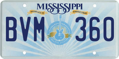 MS license plate BVM360