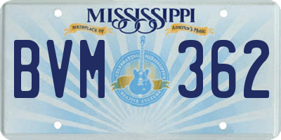 MS license plate BVM362