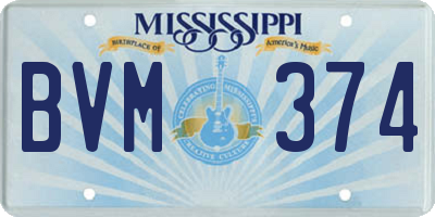 MS license plate BVM374