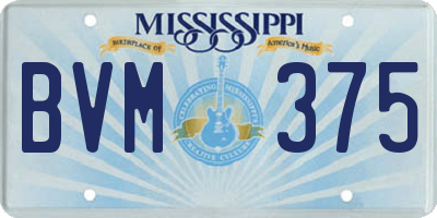 MS license plate BVM375