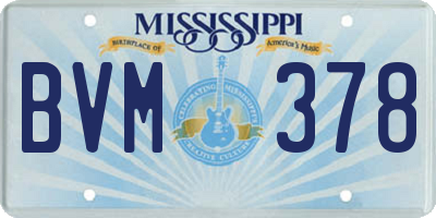 MS license plate BVM378