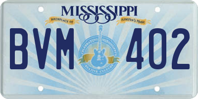 MS license plate BVM402