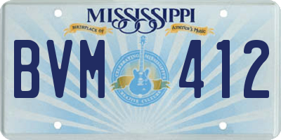 MS license plate BVM412