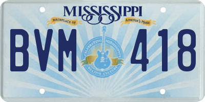 MS license plate BVM418