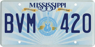 MS license plate BVM420