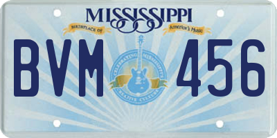 MS license plate BVM456