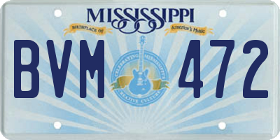 MS license plate BVM472
