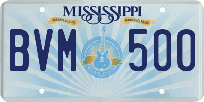 MS license plate BVM500