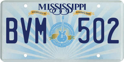 MS license plate BVM502