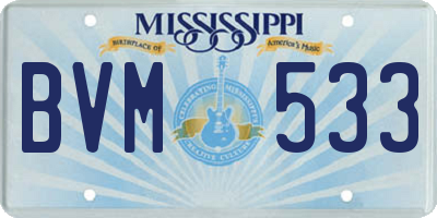 MS license plate BVM533