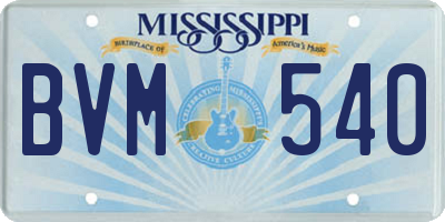 MS license plate BVM540