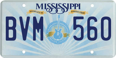 MS license plate BVM560