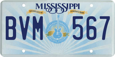 MS license plate BVM567