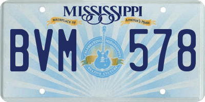 MS license plate BVM578