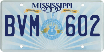 MS license plate BVM602