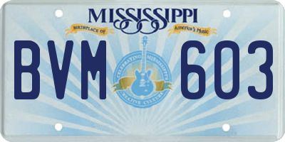 MS license plate BVM603