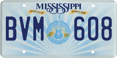 MS license plate BVM608
