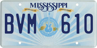 MS license plate BVM610