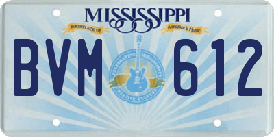 MS license plate BVM612