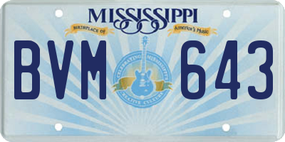 MS license plate BVM643