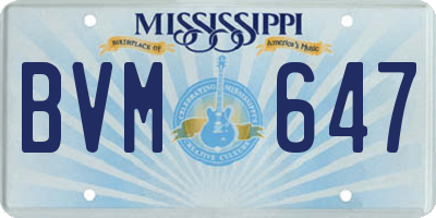 MS license plate BVM647