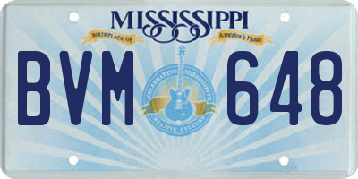 MS license plate BVM648