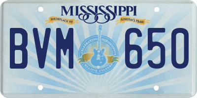 MS license plate BVM650