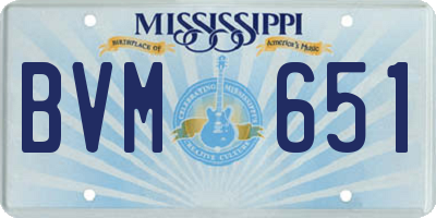MS license plate BVM651