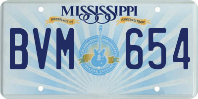 MS license plate BVM654