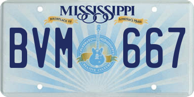 MS license plate BVM667